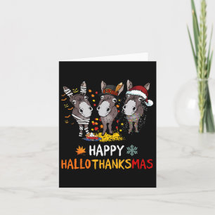 Cartão Donkey Happy Hallothanksmas Dia das Bruxas