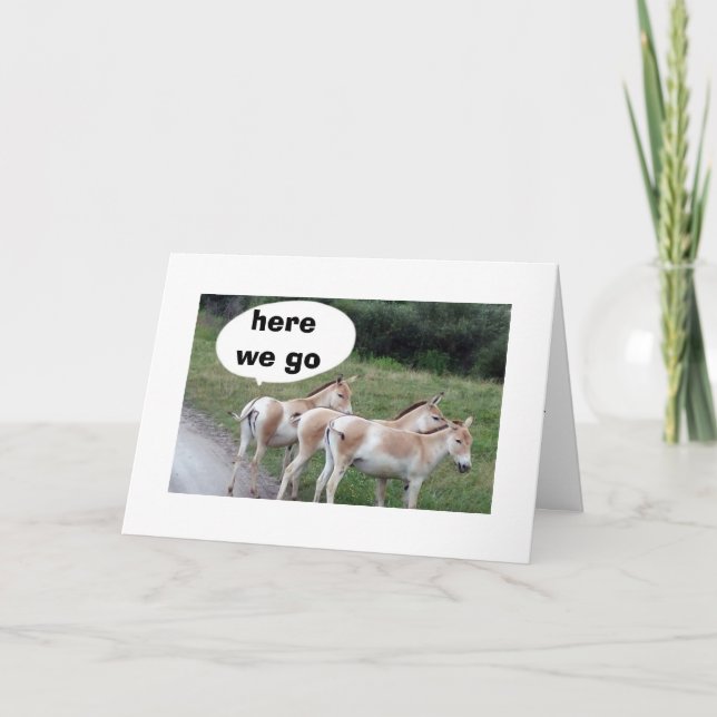 CARTÃO DONKEY NÃO QUER SE ATRASAR PARA SEU ANIVERSÁRIO (Frente)