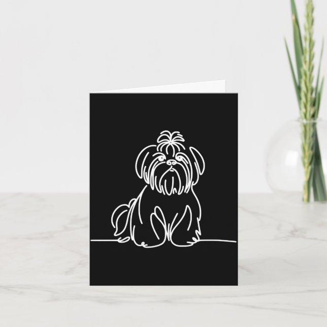 Cartão Dono de cão de arte linear Shih tzu performance  (Frente)