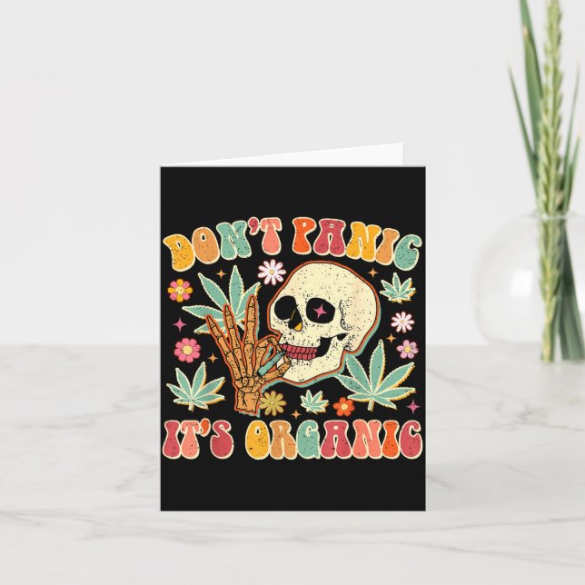 Cartão Don't Panic It's Organic Weed Skull  (Frente)