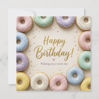 Cartão Donuts Glacê Pastel Com Purpurina Dourada Doce