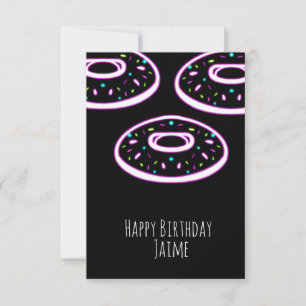 Cartão Donuts Neon com Confeitos Festa de Aniversário Pre