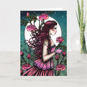 Cartão Donzela da Fantasia da Rosa Espanhola Arte de Fada