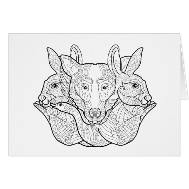 Cartão Doodle animal do grupo (Frente Horizontal)