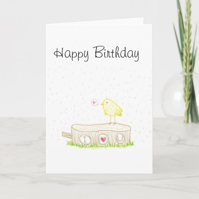 Cartão Doodle da floresta eu te amo (Frente)