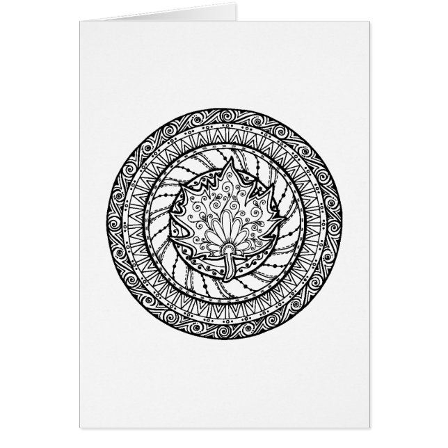 Cartão Doodle da folha de bordo do outono (Frente)