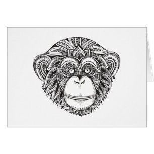 Cartão Doodle de Illustartion do macaco