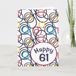 Cartão Doodle Divertido para 61º Aniversário
