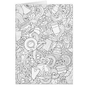 Cartão Doodle do café e do chá