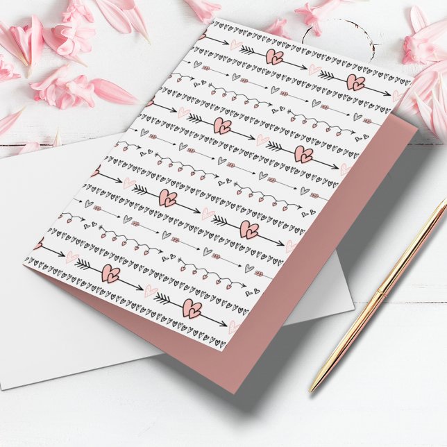 Cartão Doodle do Dia dos Namorados (Cute Hearts and Arrows Doodles custom text card for Valentine's Day, anniversary or just because.)