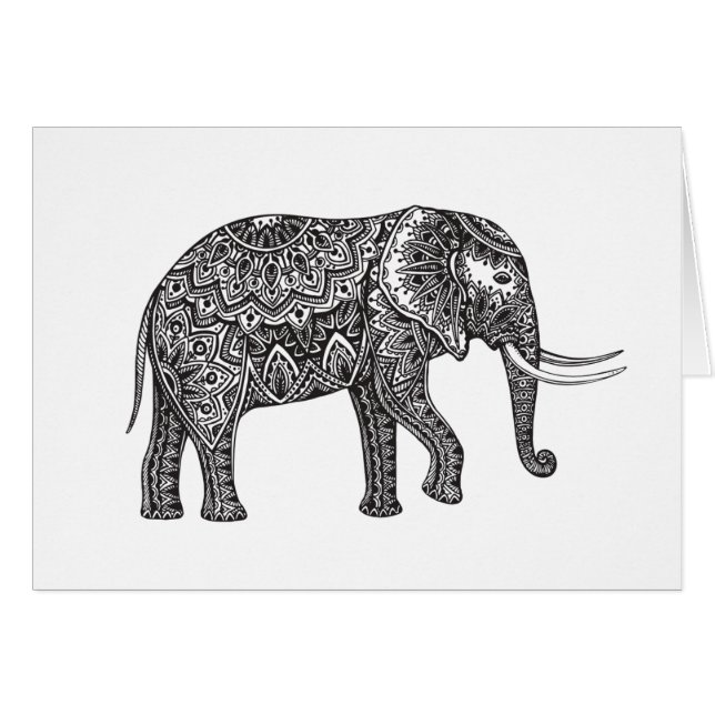 Cartão Doodle do elefante da fantasia (Frente Horizontal)
