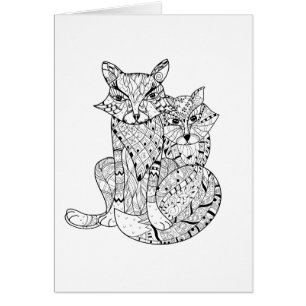 Cartão Doodle do Fox de Boho