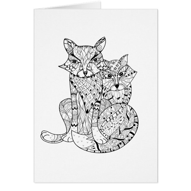 Cartão Doodle do Fox de Boho (Frente)