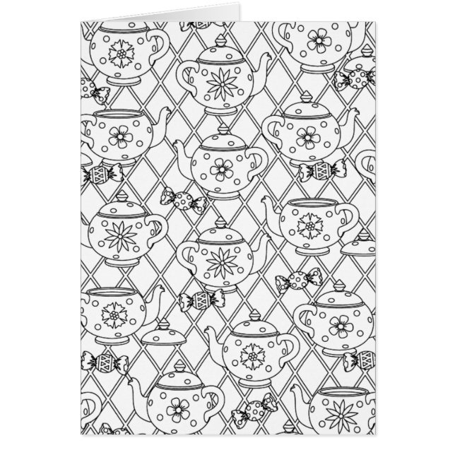 Cartão Doodle do pote do chá (Frente)
