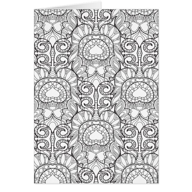 Cartão Doodle do teste padrão da pena do pavão (Frente)