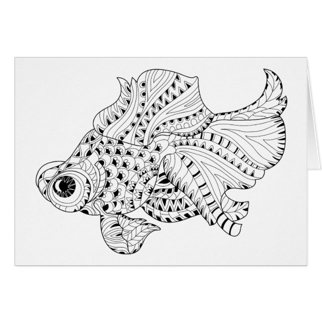 Cartão Doodle dos peixes (Frente Horizontal)
