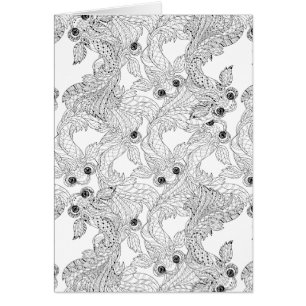 Cartão Doodle dos peixes de China