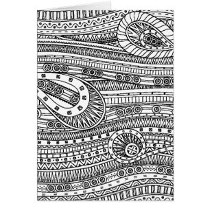 Cartão Doodle étnico do teste padrão