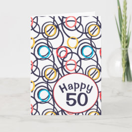 Cartão Doodle Funky para 50º Aniversário