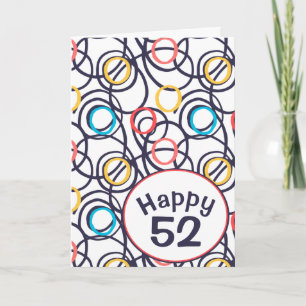 Cartão Doodle Funky para 52º Aniversário