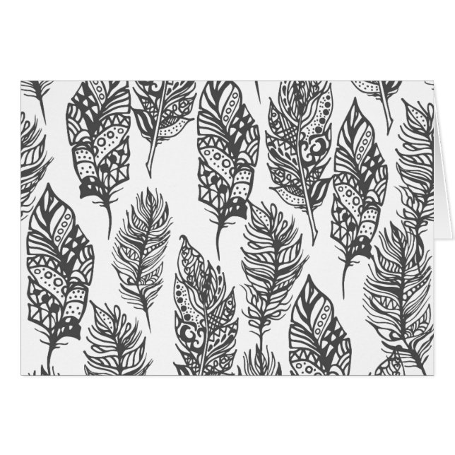 Cartão Doodle macio das penas (Frente Horizontal)