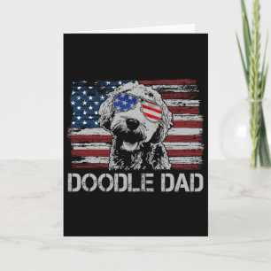 Cartão Doodle Pai Goldendoodle Cachorro Bandeira American