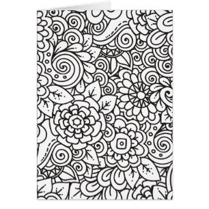 Cartão Doodle retro floral