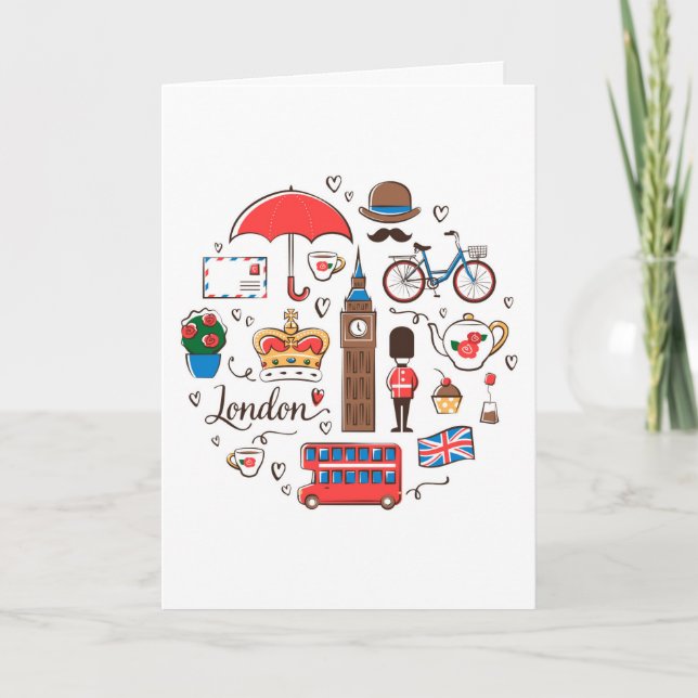 Cartão Doodles de Londres (Frente)