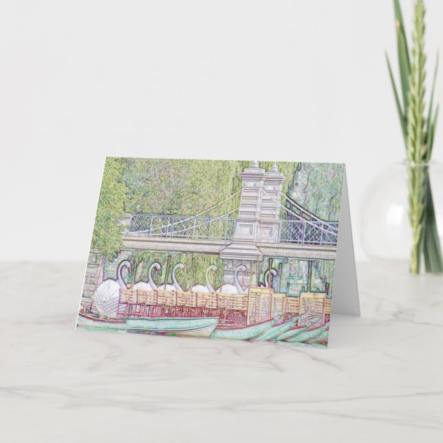 Cartão dos barcos lápis e da tinta da cisne de (Frente)