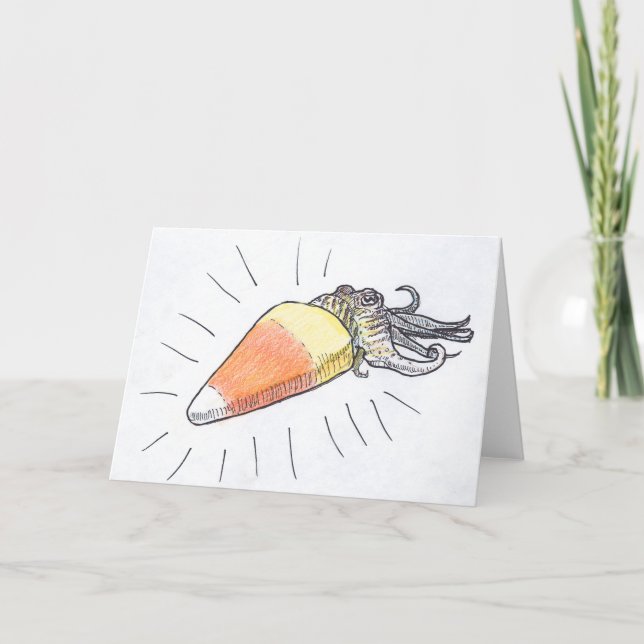 Cartão dos chocos de "Cuttlecorn" o Dia das Bruxas (Frente)