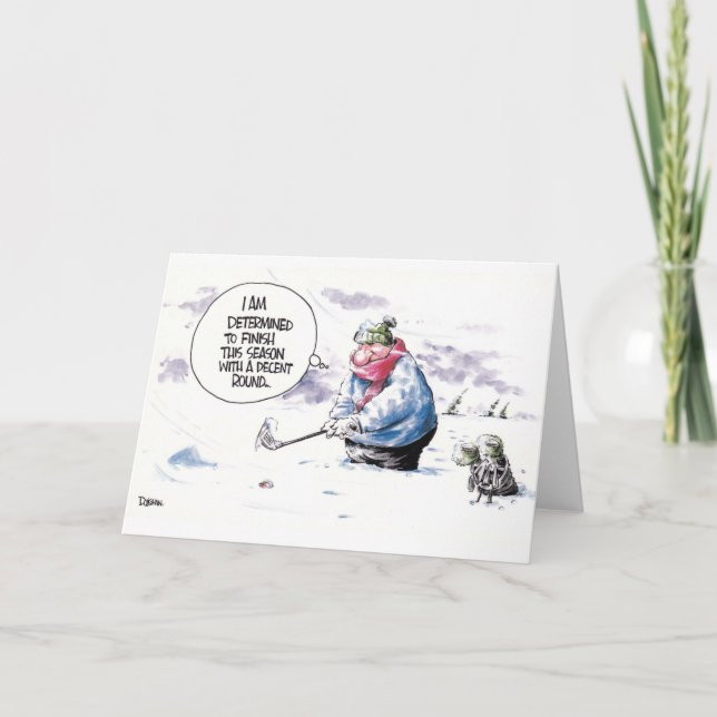 Cartão dos desenhos animados do golfe: Determinado (Frente)