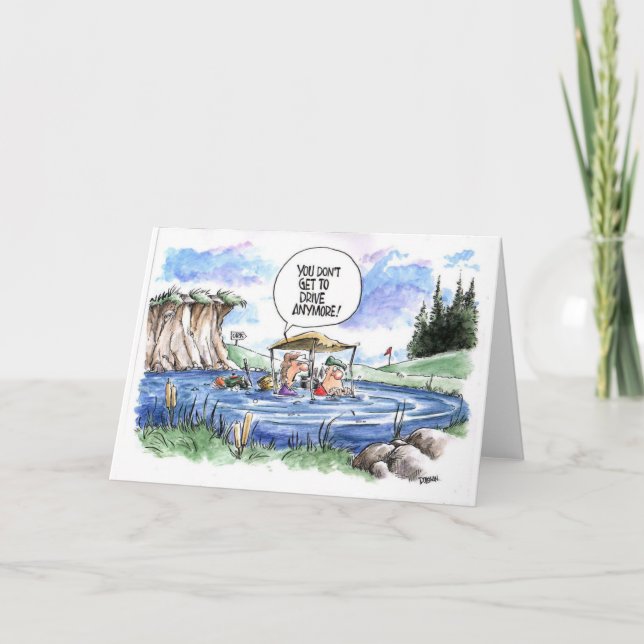 Cartão dos desenhos animados do golfe: Motorista (Frente)