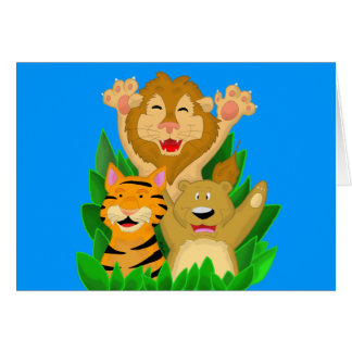 Cartão dos desenhos animados do tigre e do urso do