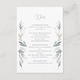 Cartão dos detalhes do casamento costeiro