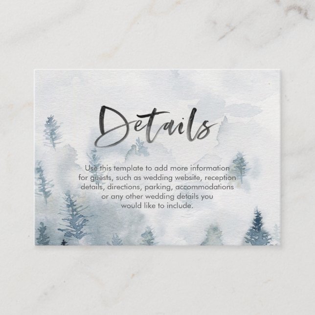Cartão dos detalhes do casamento da floresta aquos (Frente)