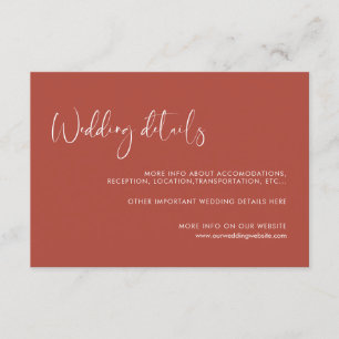 Cartão dos detalhes do casamento Elegante e modern