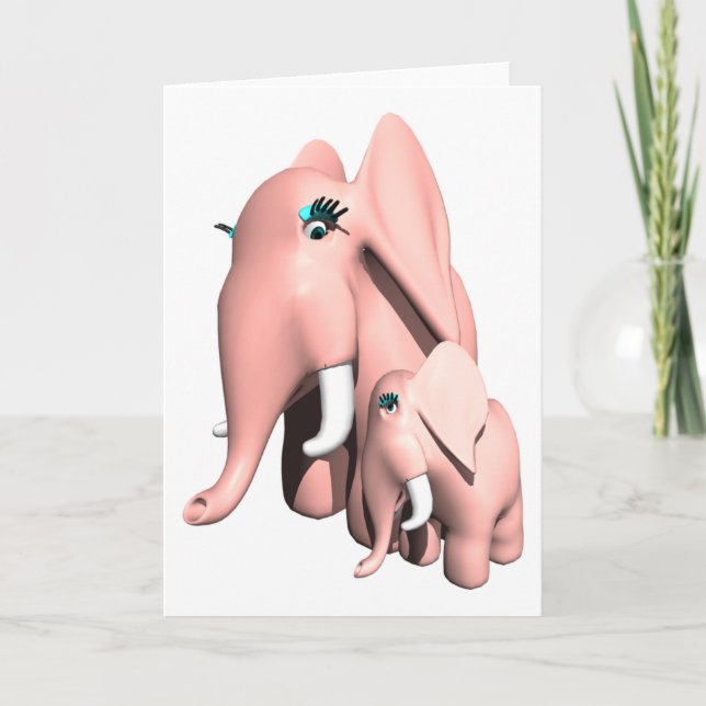 Cartão dos elefantes cor-de-rosa (Frente)