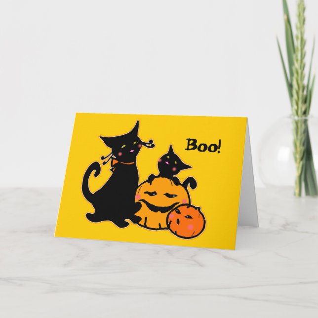 Cartão dos gatos pretos de PengiHoliday (Frente)