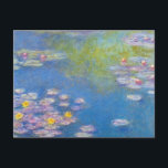 Cartão dos lírios de água amarela de Monet<br><div class="desc">Cartão dos lírios de água amarela de Monet. Óleo em canvas desde 1908. Monet é famoso para suas pinturas do lírio de água. Este trabalho é desde 1908 e caracteriza a lagoa de Giverny em brandamente azul e no roxo com as flores do lírio de água amarela e vermelha. Um...</div>
