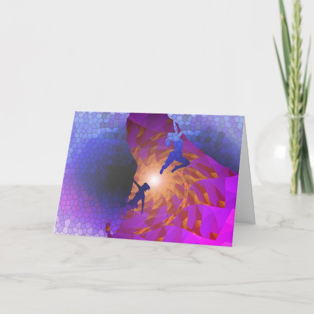 Cartão dos montanhistas de rocha do feliz (Frente)