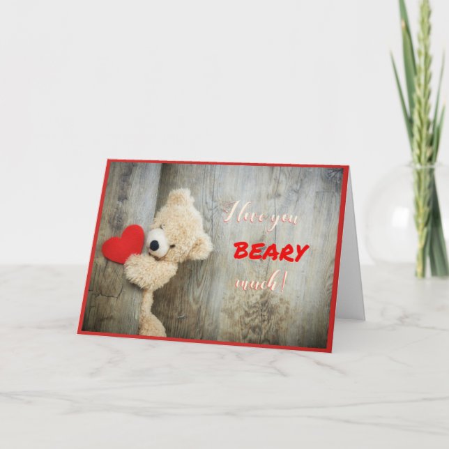Cartão dos namorados do urso do coração (Frente)