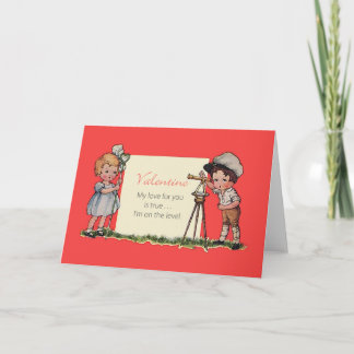 Cartão dos namorados do vintage do topógrafo da