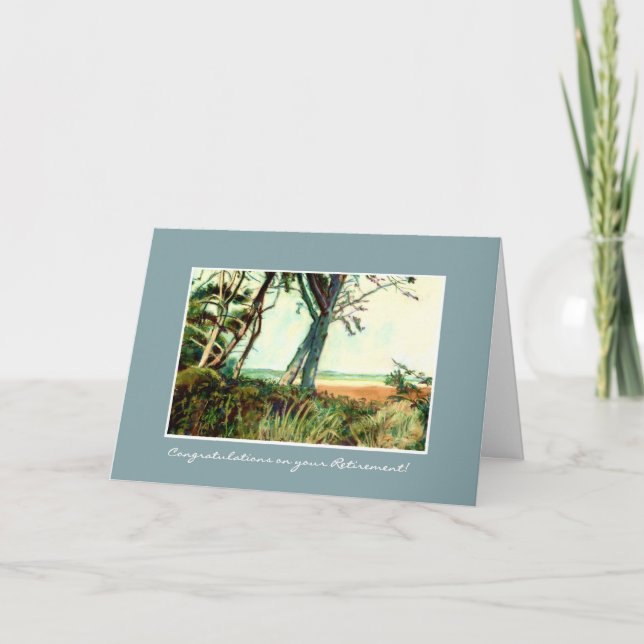 Cartão dos parabéns da aposentadoria - praia de (Frente)