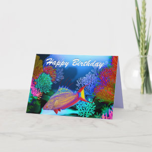 Cartão dos peixes do aquário do feliz aniversari