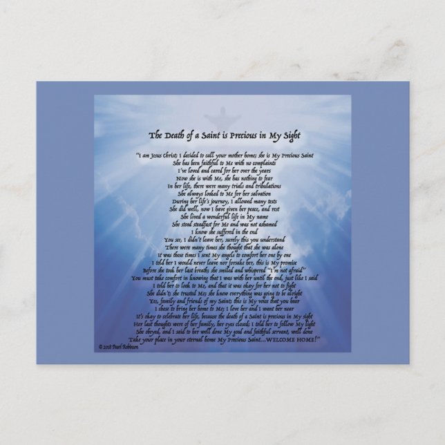 Cartão dos pêsames para a perda de sua mãe (Frente)