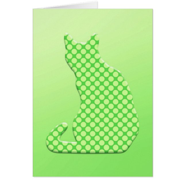 Cartão Dotty Cat - tons de verde limão (Frente)