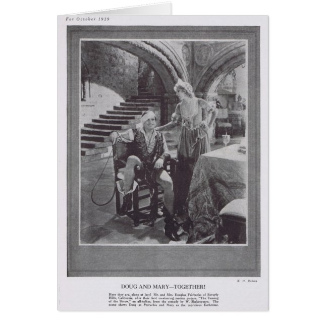 Cartão Douglas Fairbanks Mary Pickford Taming Shrew 1929 (Frente)