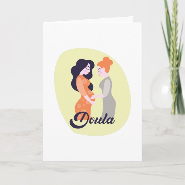 Cartão Doula Com Mulher Grávida, Presente Obrigado (Frente)
