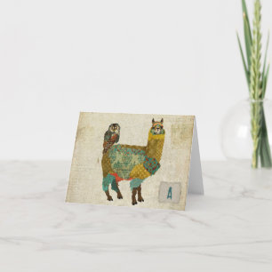 Cartão Dourada Alpaca & Teal Owl Notecard