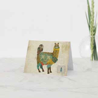 Cartão Dourada Alpaca & Teal Owl Notecard
